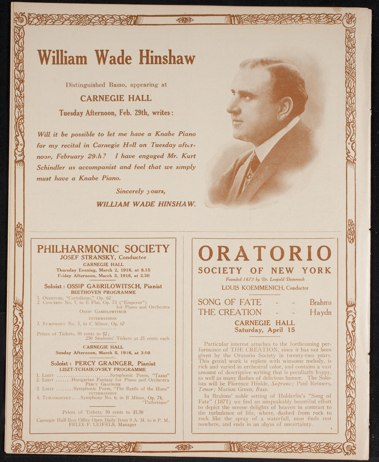 Benefit: The Laymen's League for Retreats and Social Studies, February 28, 1916, program page 12