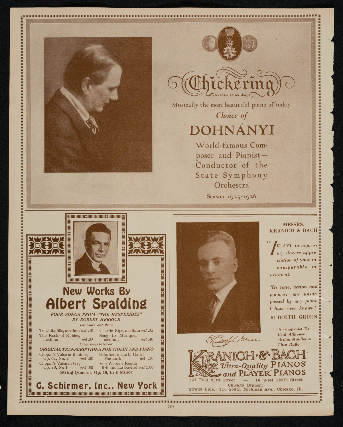 Ignacy Jan Paderewski, Piano, December 12, 1925, program page 6
