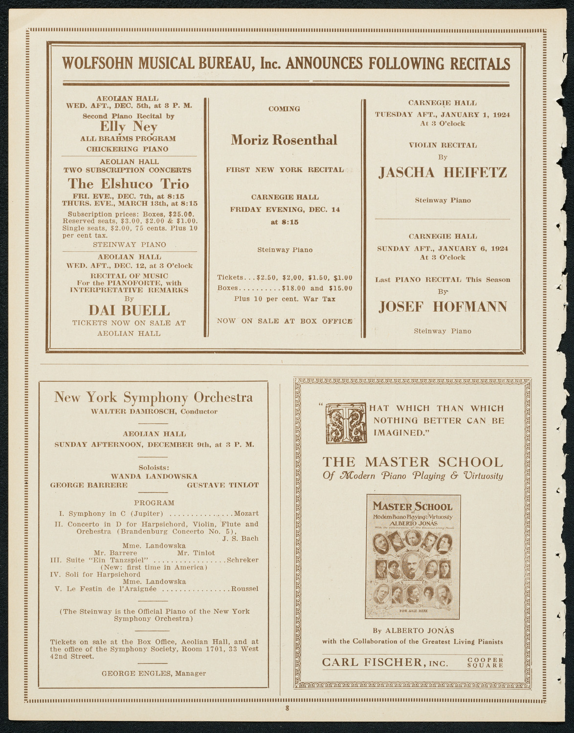 Boston Symphony Orchestra, November 29, 1923, program page 8