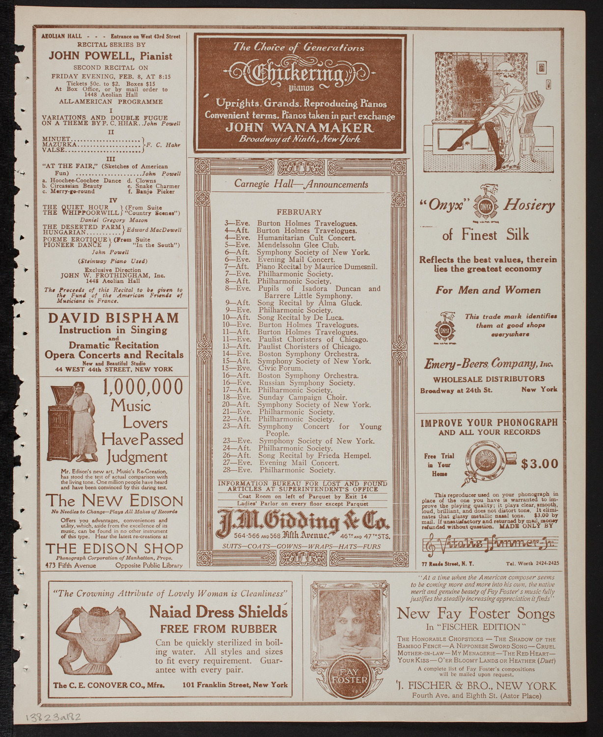 New York Philharmonic, February 3, 1918, program page 3