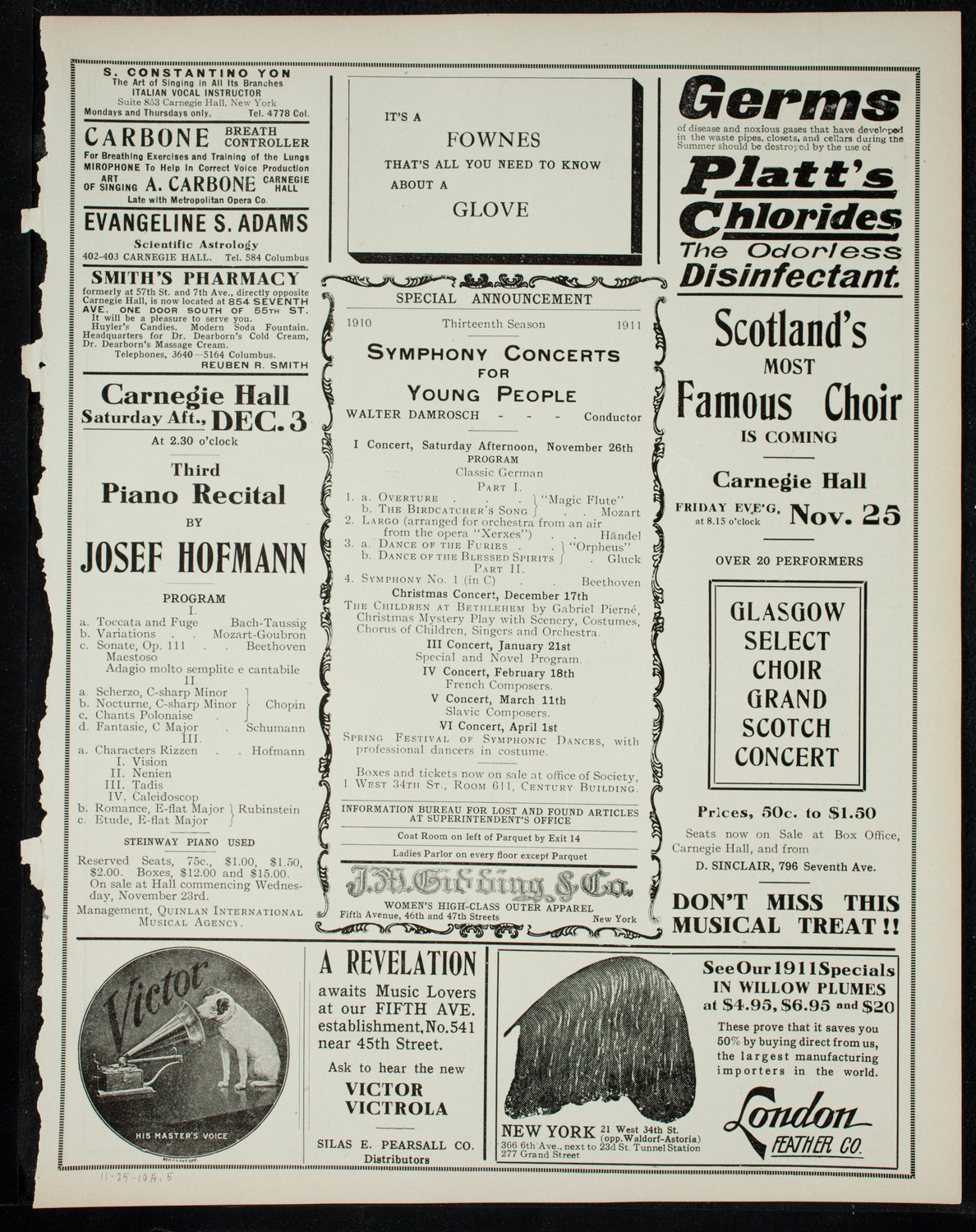 New York Philharmonic, November 25, 1910, program page 9