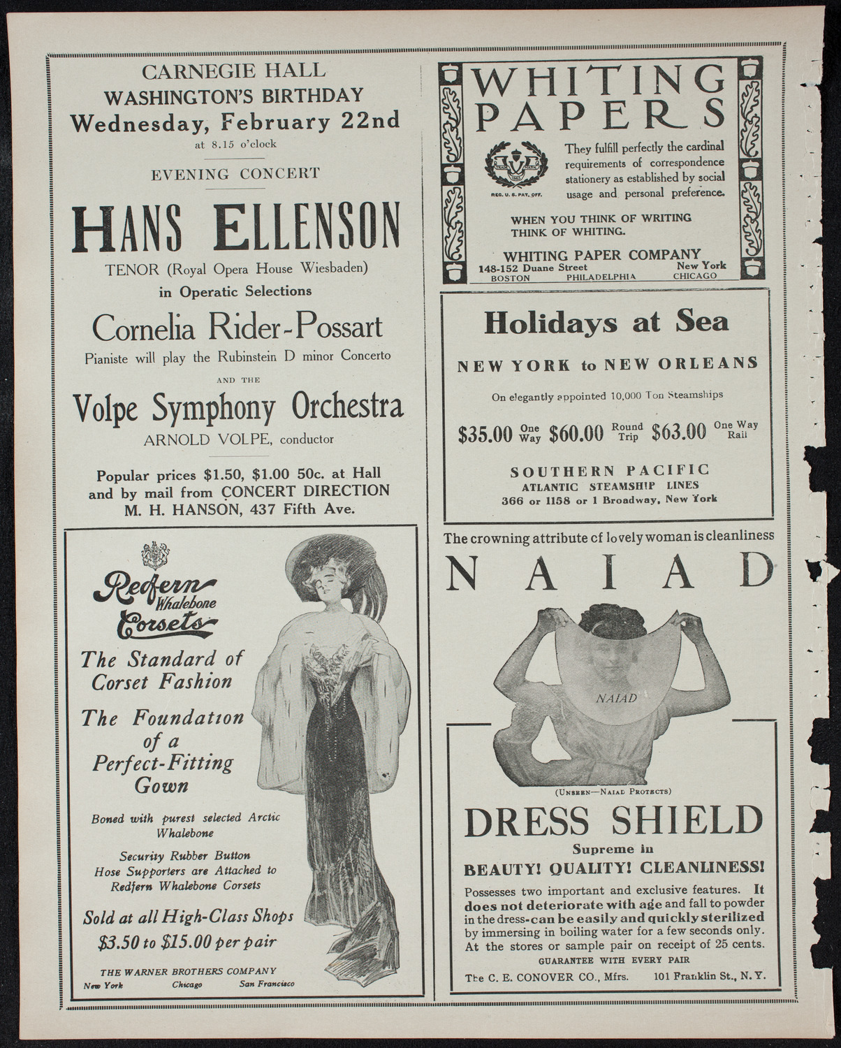 Russian Symphony Society of New York, February 16, 1911, program page 2