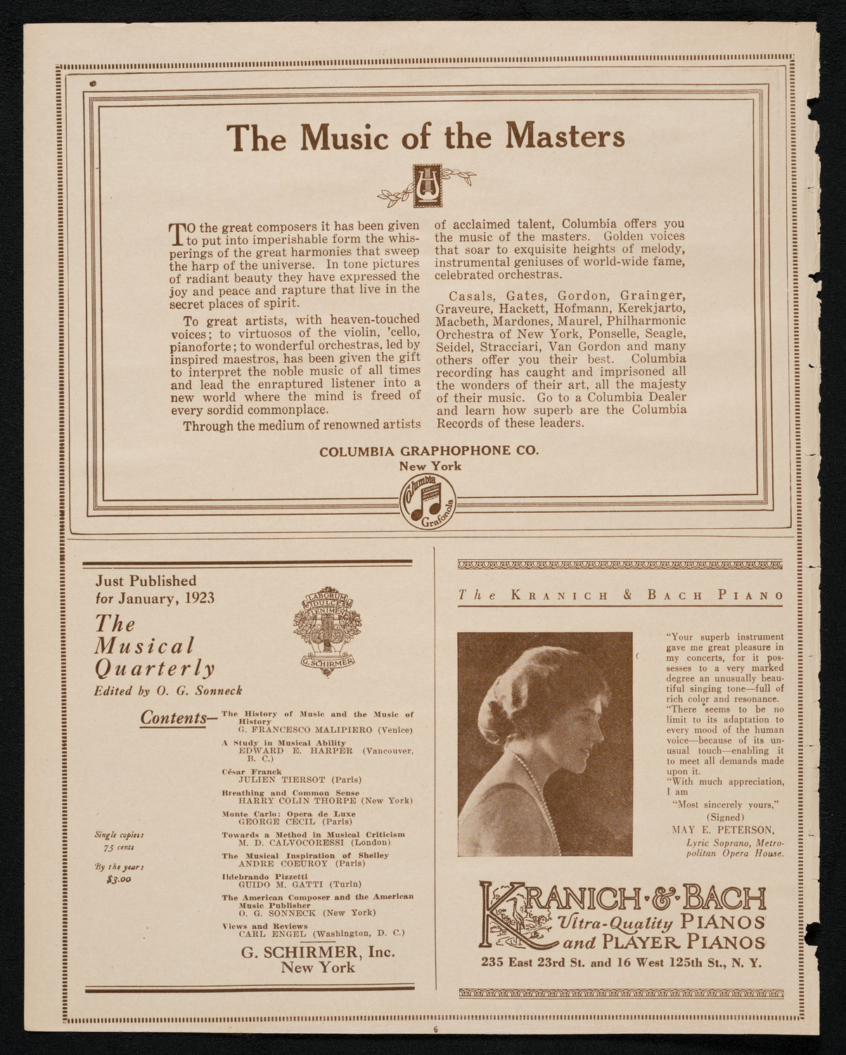 New York Symphony Orchestra, January 11, 1923, program page 6