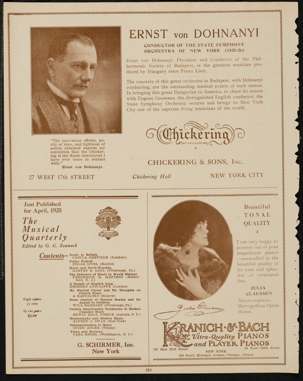 Vladimir de Pachmann, Piano, April 13, 1925, program page 6