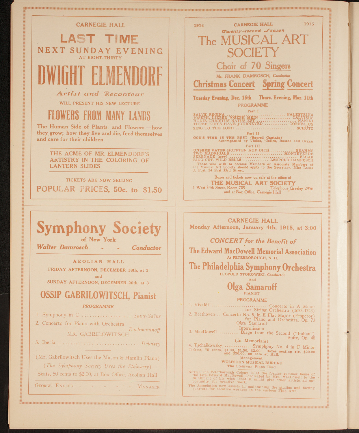 New York Banks' Glee Club, December 14, 1914, program page 8