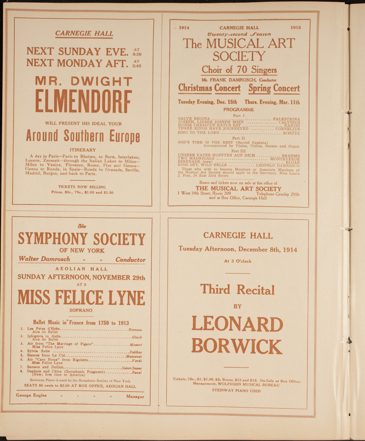 Arrigo Serato, Violin, November 25, 1914, program page 8