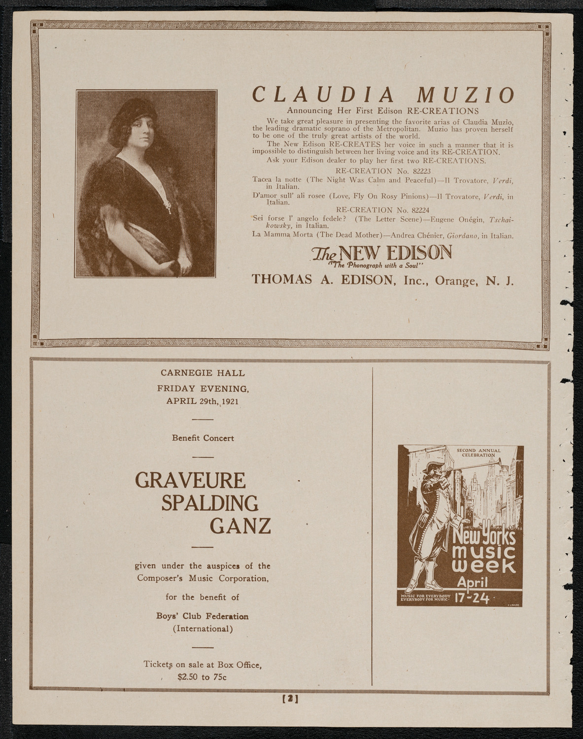 Mecca Temple of New York: Ancient Arabic Order of the Nobles of the Mystic Shrine, April 20, 1921, program page 2