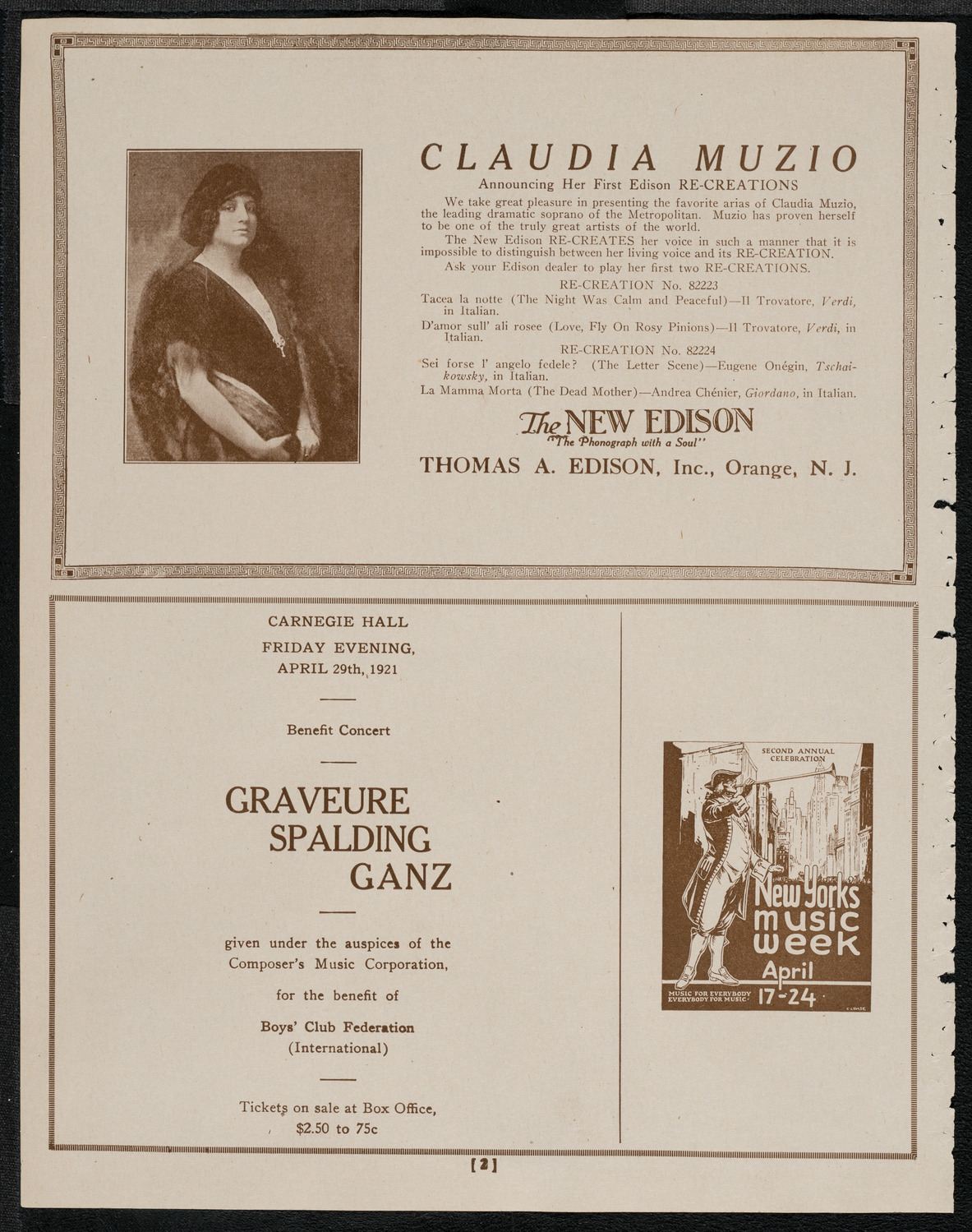 Mecca Temple of New York: Ancient Arabic Order of the Nobles of the Mystic Shrine, April 20, 1921, program page 2