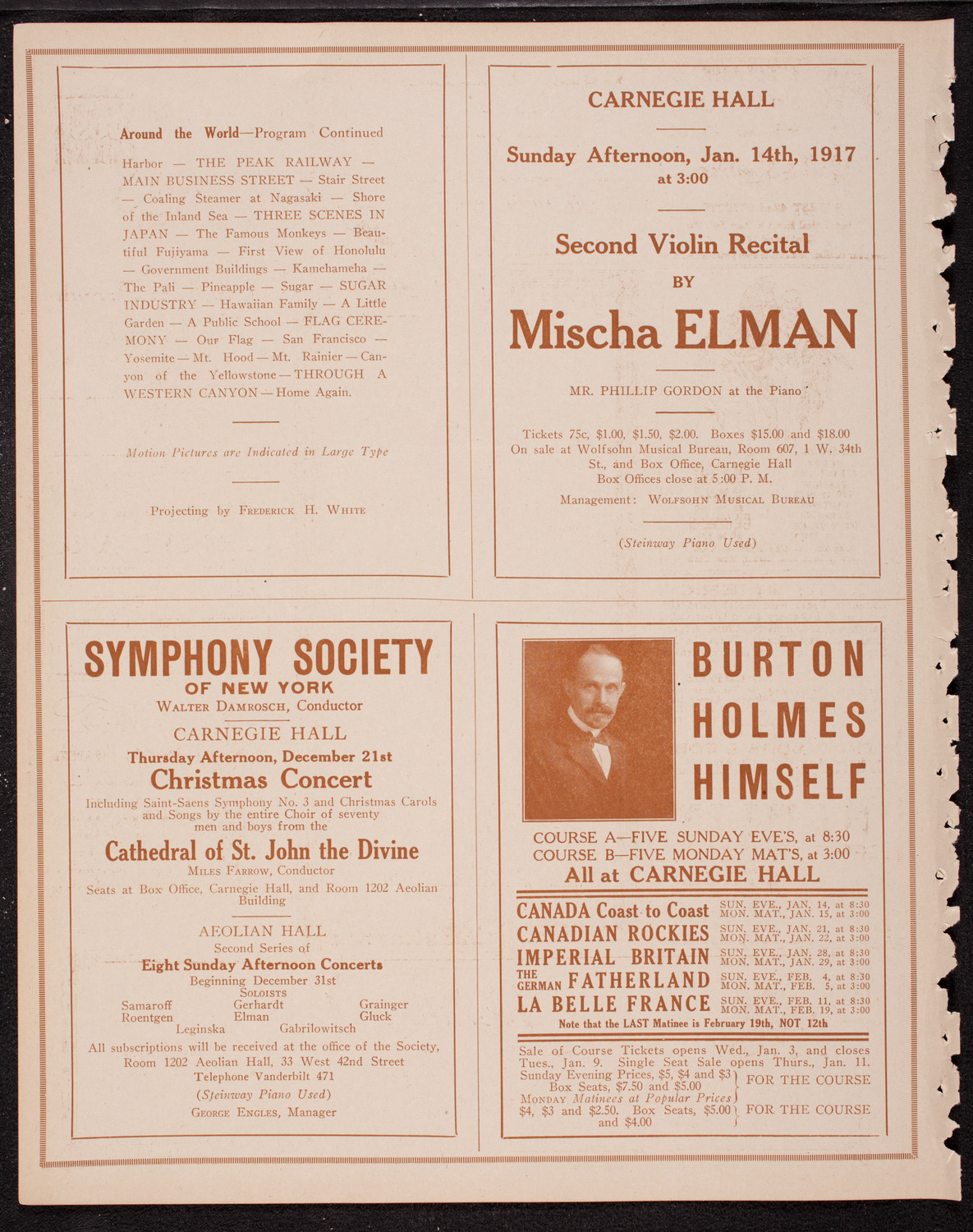 Elmendorf Lecture: Around The World, December 17, 1916, program page 8