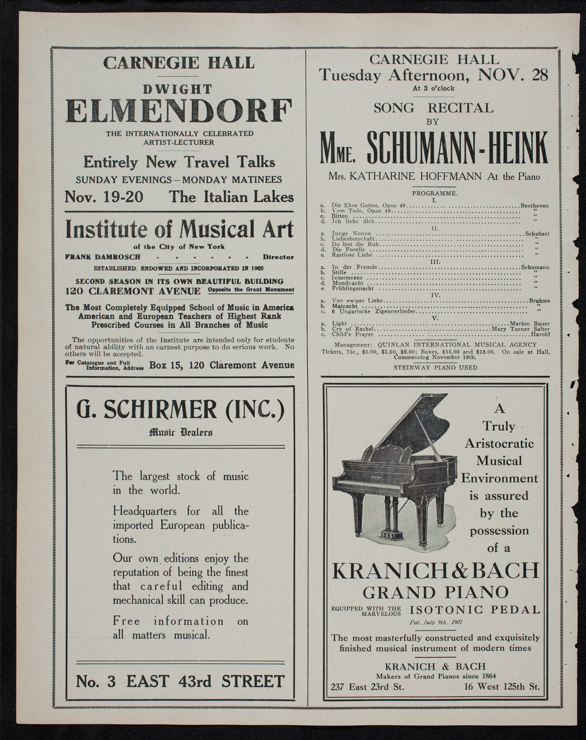 New York Philharmonic, November 16, 1911, program page 6