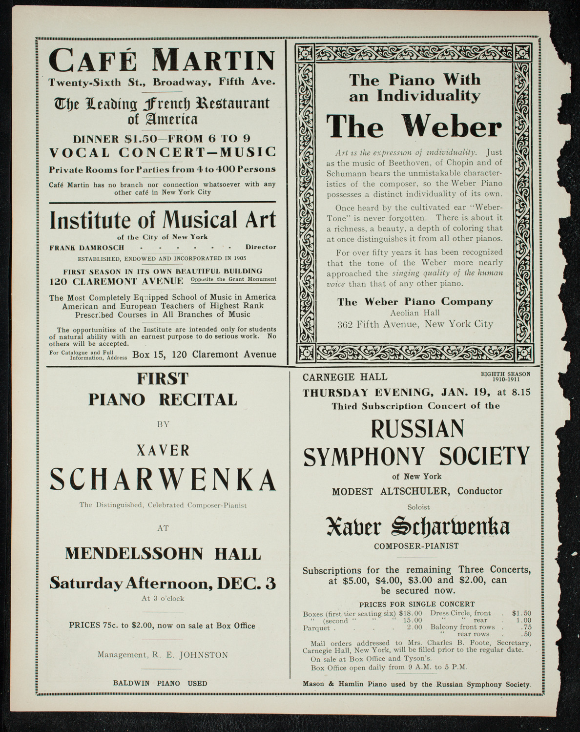 Russian Symphony Society of New York, December 1, 1910, program page 6