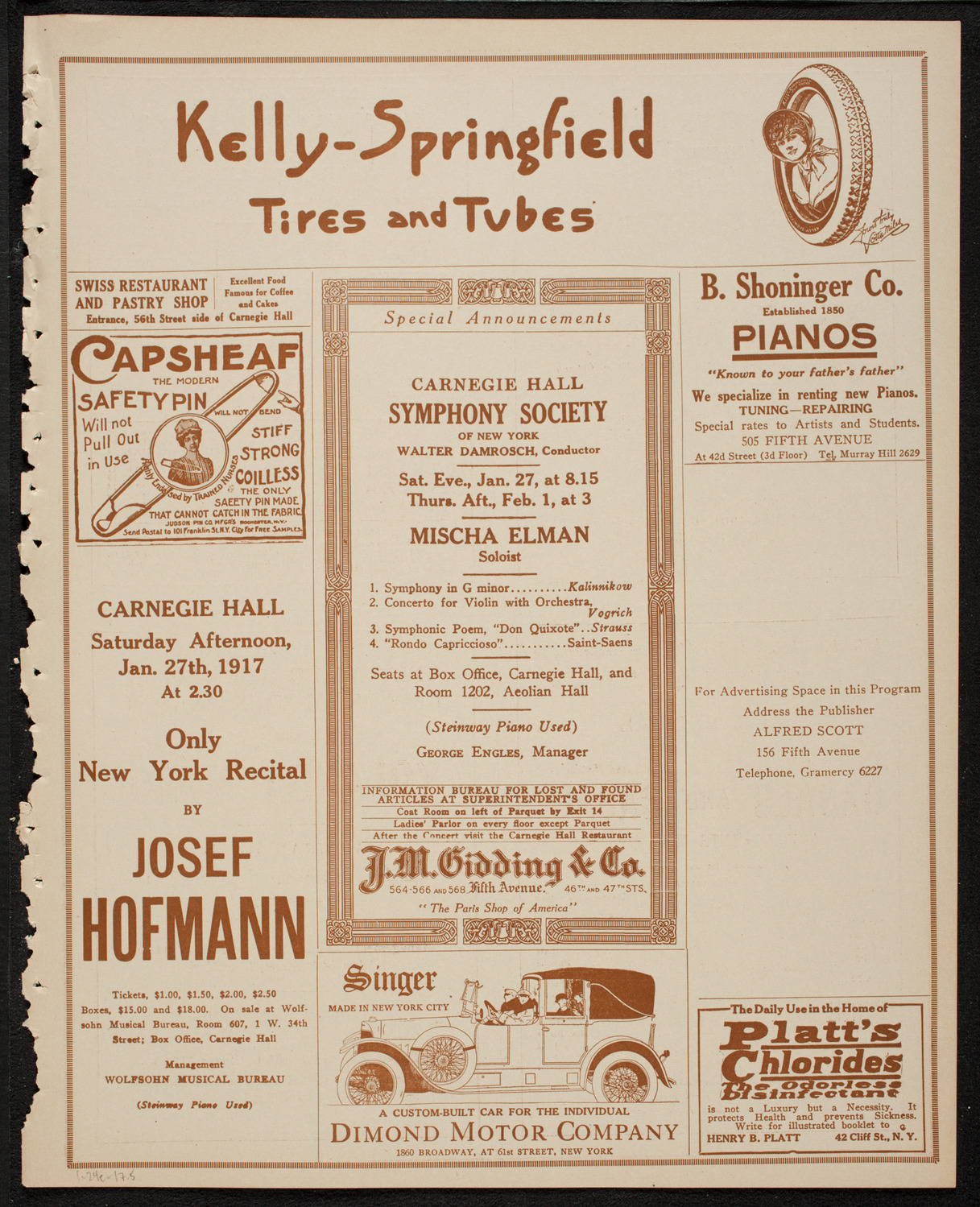 Home Symphony Concert: New York Philharmonic, January 24, 1917, program page 9