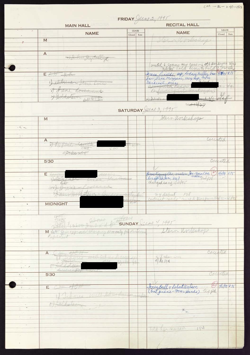 Carnegie Hall Booking Ledger, volume 40, page 83