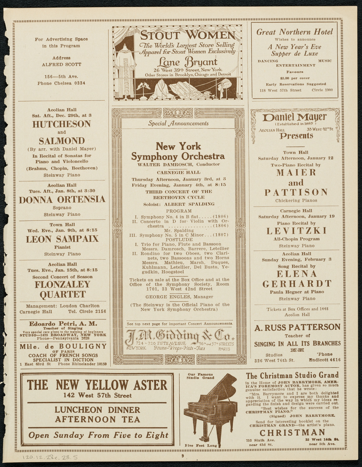 New York Symphony Orchestra, December 28, 1923, program page 9