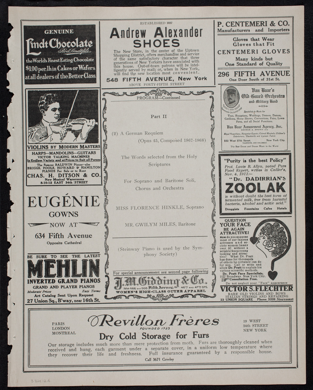 Brahms Festival: New York Symphony Orchestra and Oratorio Society of New York, March 30, 1912, program page 7