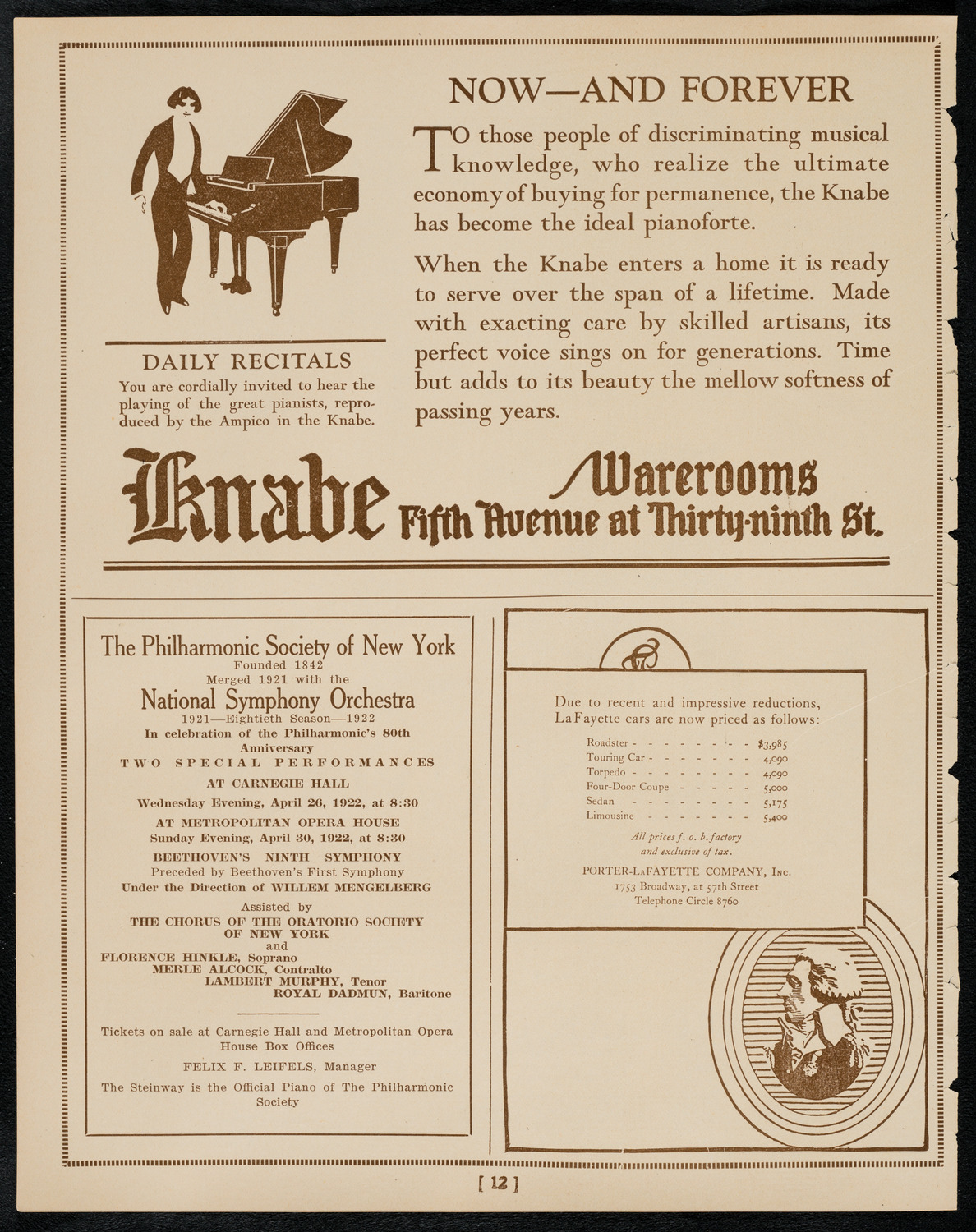 Sir Arthur Conan Doyle, April 21, 1922, program page 12