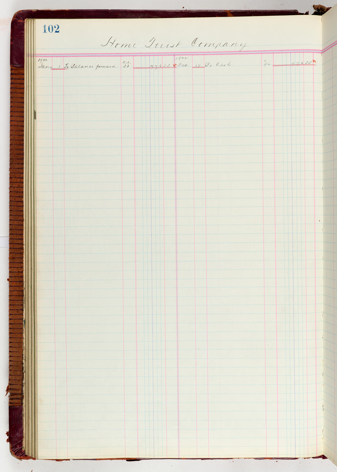 Music Hall Accounting Ledger Journal, volume 6, page 102