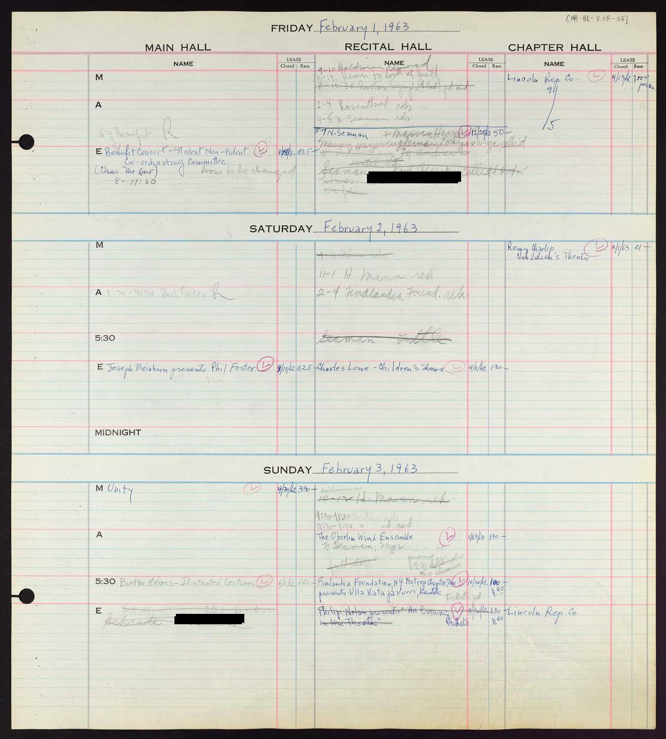 Carnegie Hall Booking Ledger, volume 8, page 37