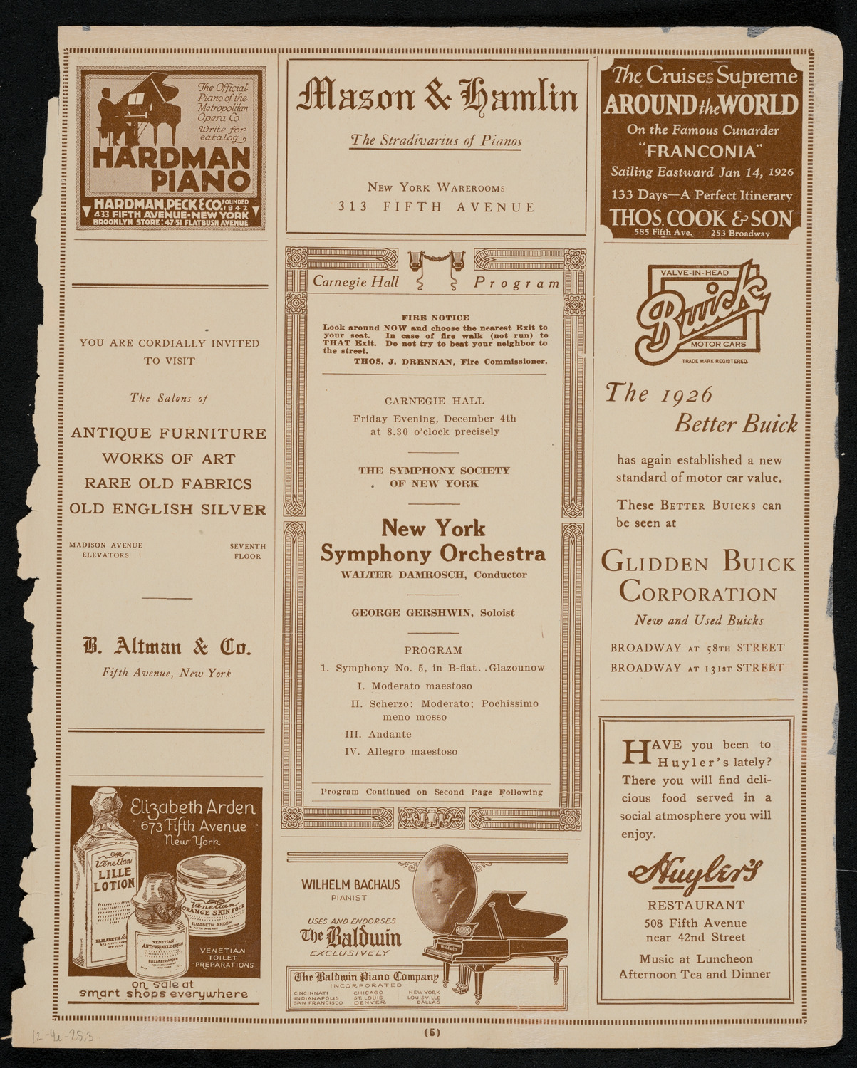 New York Symphony Orchestra, December 4, 1925, program page 5