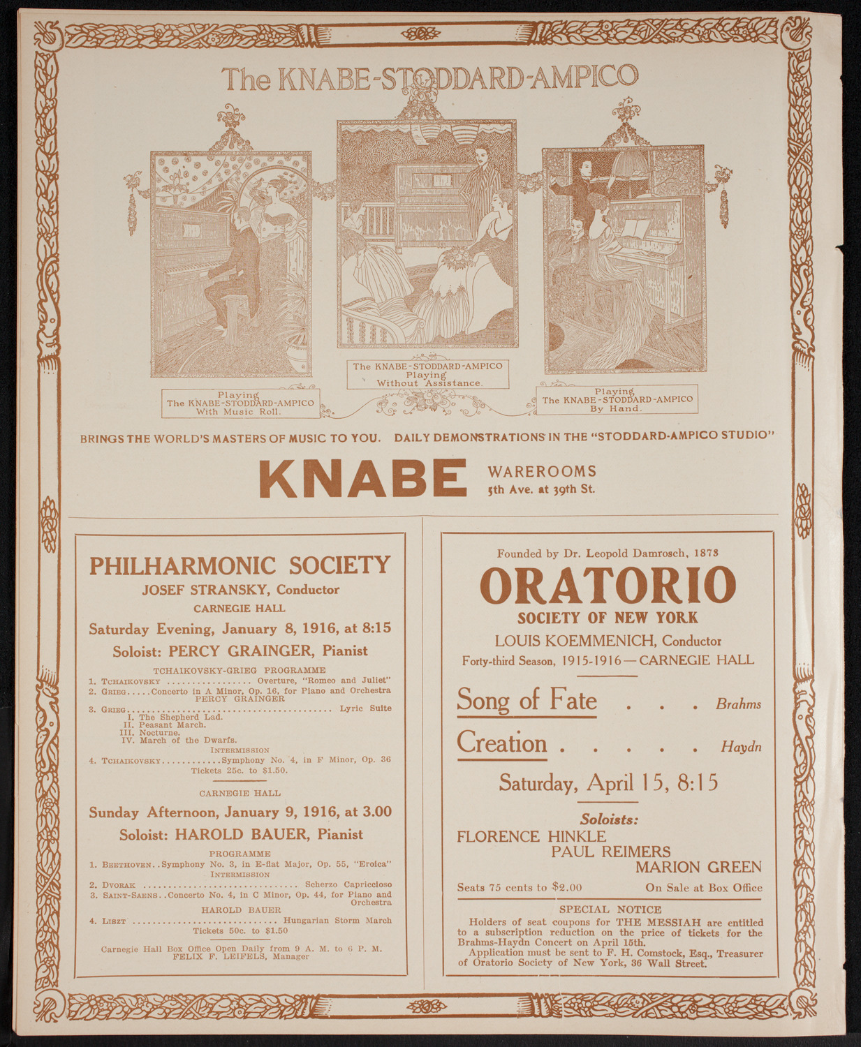 New York Philharmonic, January 7, 1916, program page 12