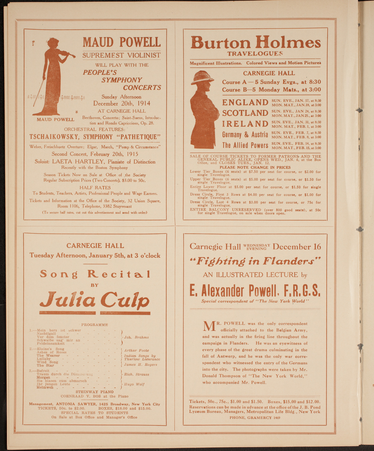 Leonard Borwick, Piano, December 8, 1914, program page 10