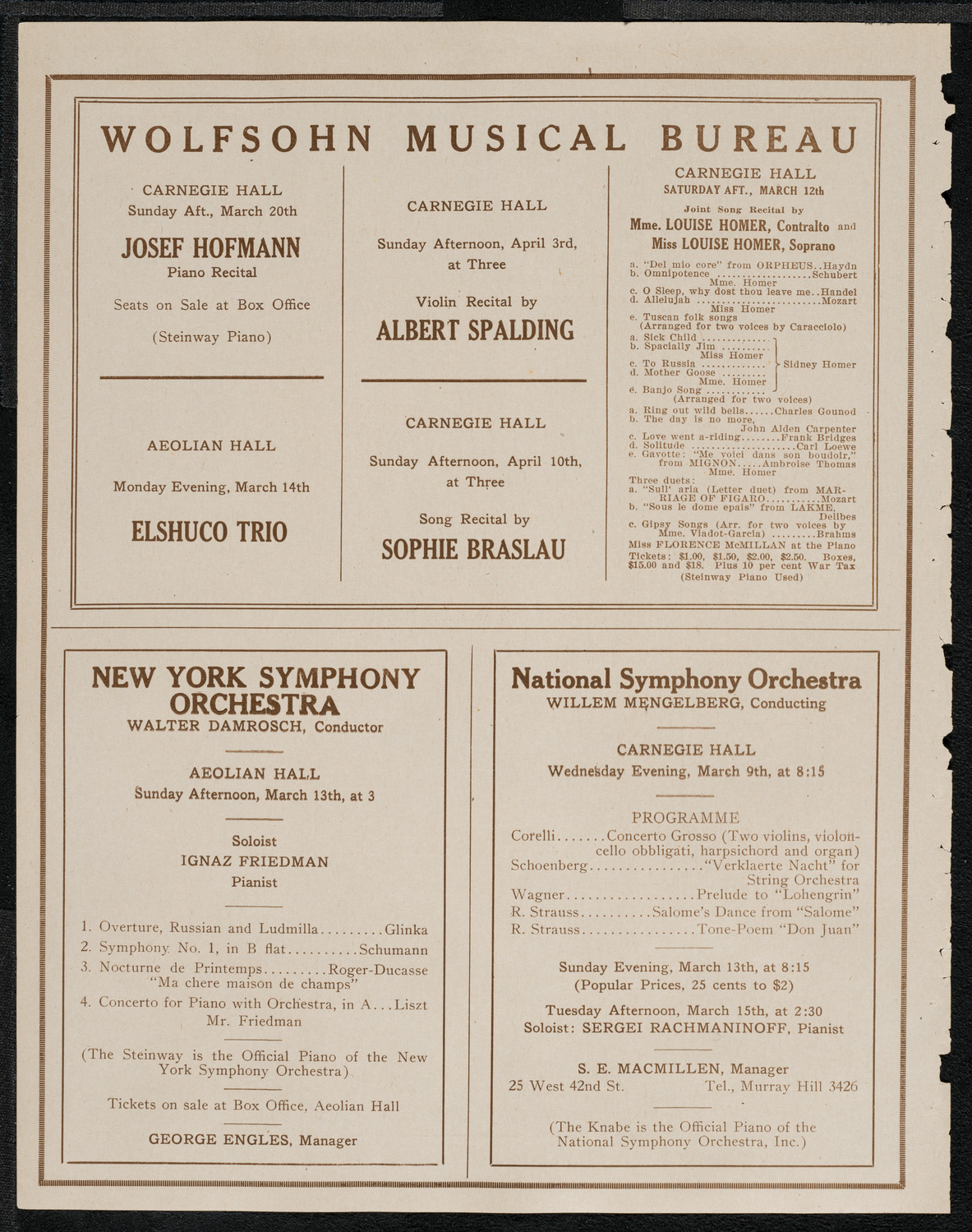 National Symphony Orchestra, March 7, 1921, program page 8