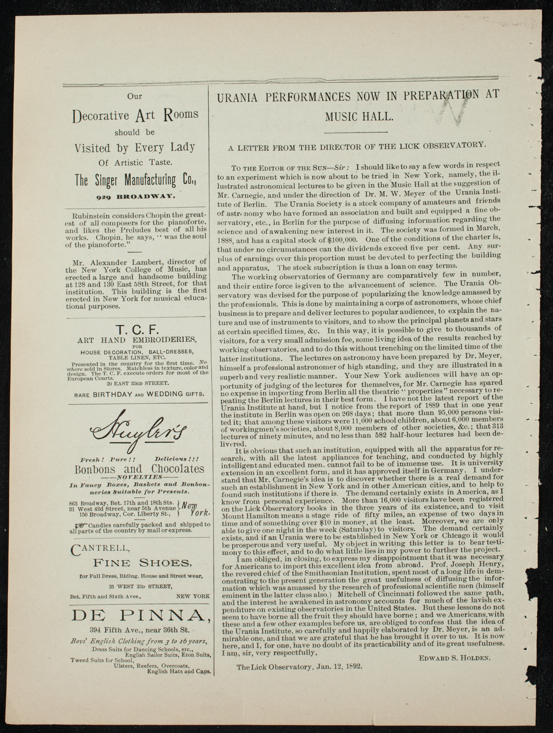 Robert Burns Anniversary Festival, January 25, 1892, program page 4