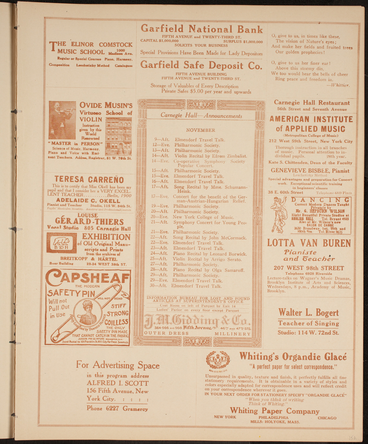 Elmendorf Lecture: Around the World Through the Panama Canal, November 8, 1914, program page 3