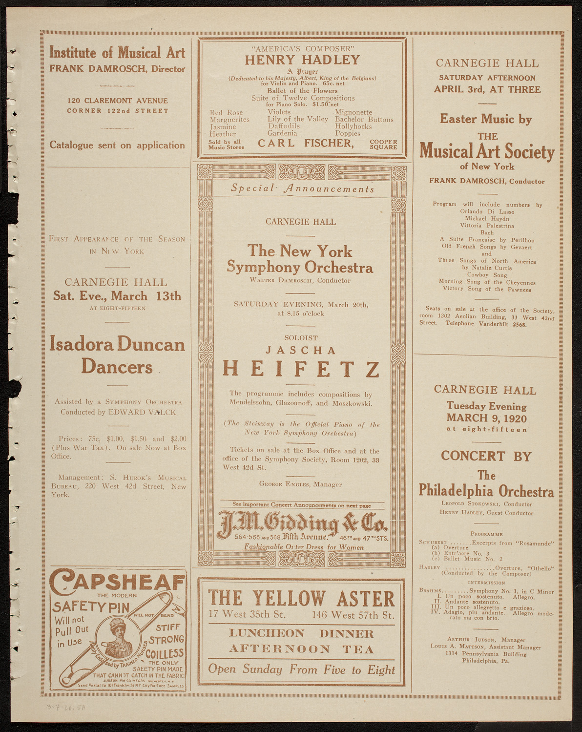 Reinald Werrenrath, Baritone, March 7, 1920, program page 9
