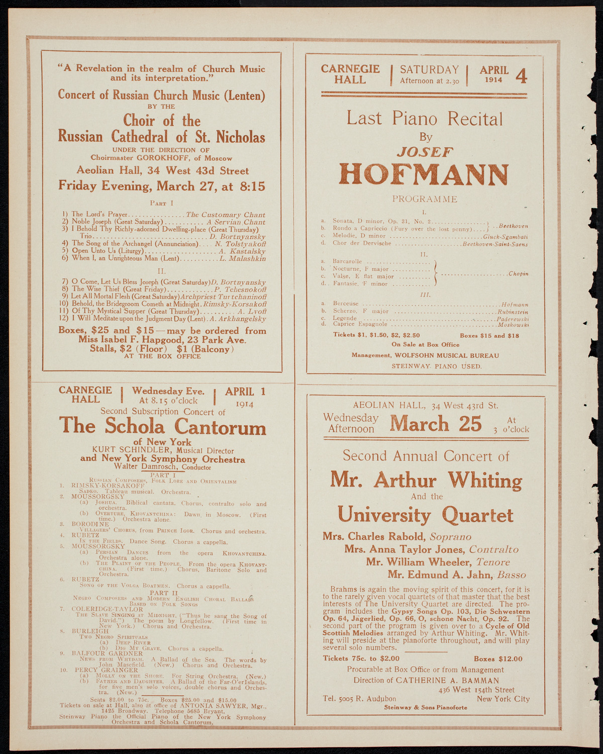 Francis MacMillen, Violin, March 25, 1914, program page 10