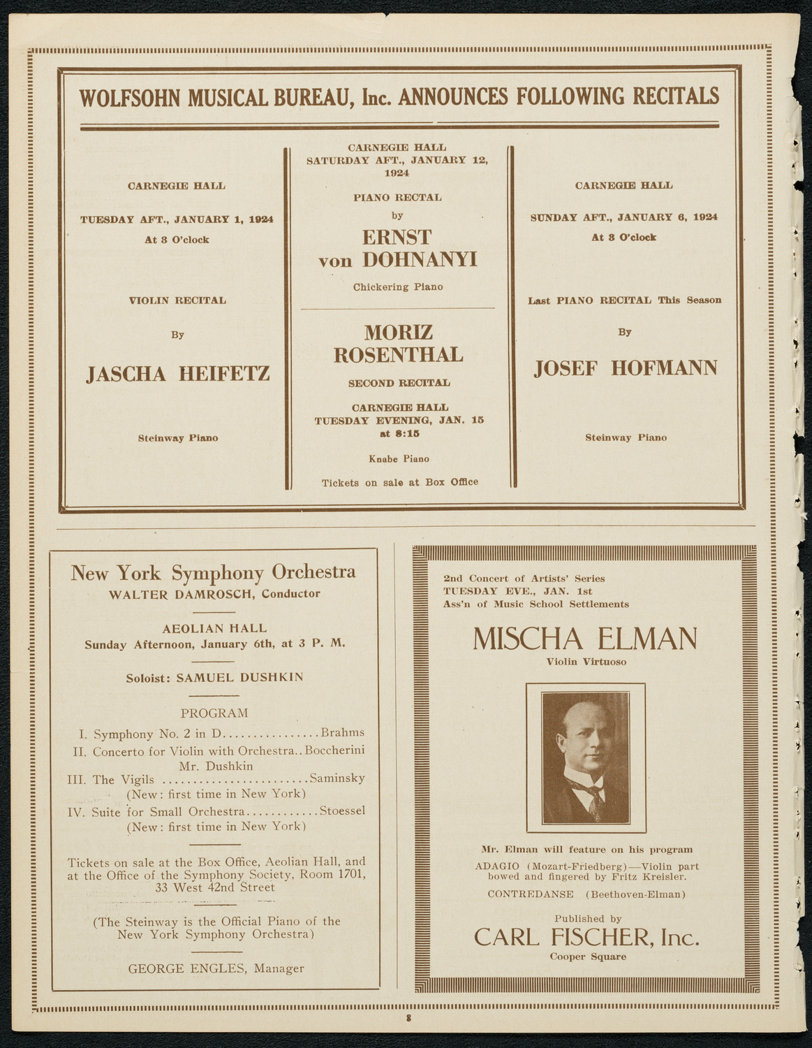 Fyodor Chaliapin, Tenor, December 30, 1923, program page 8