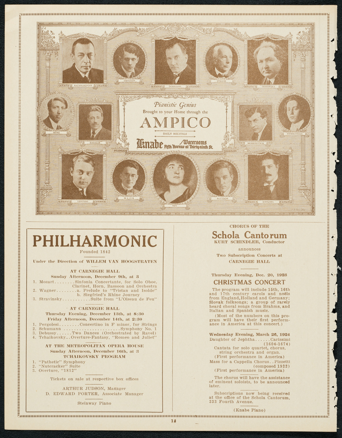 New York Philharmonic, December 7, 1923, program page 12