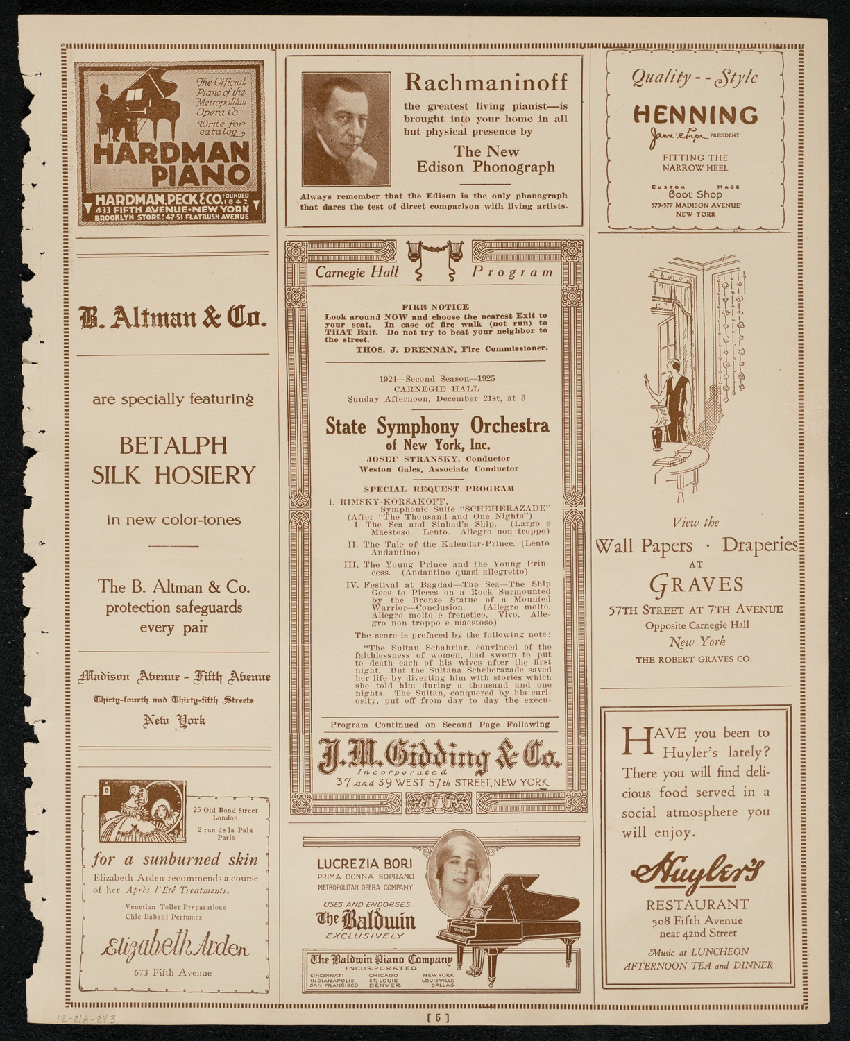 State Symphony Orchestra of New York, December 21, 1924, program page 5
