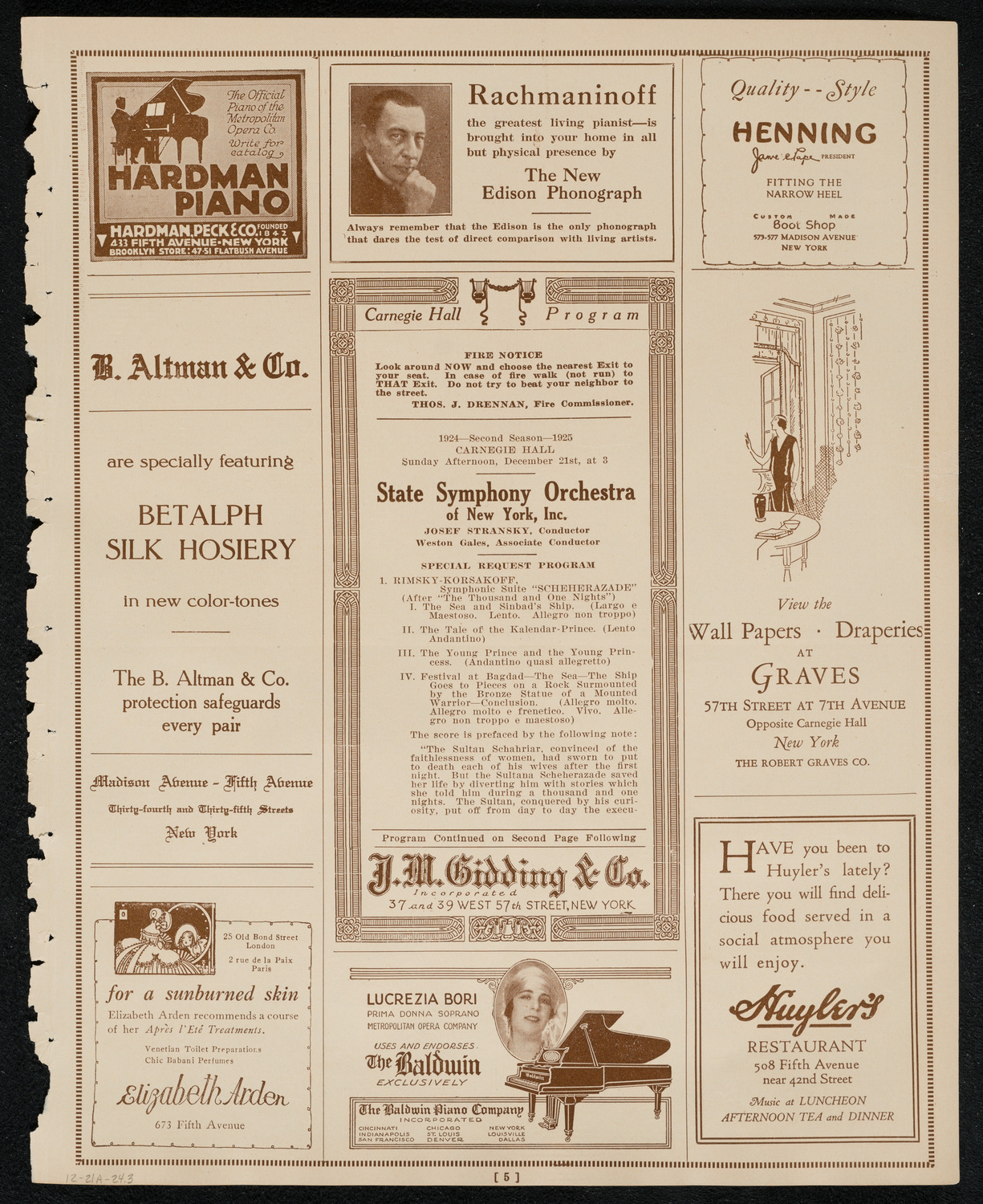 State Symphony Orchestra of New York, December 21, 1924, program page 5