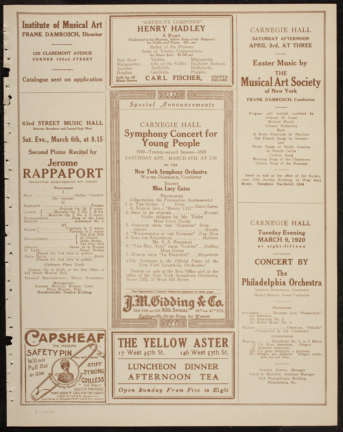 Olga Carrara, Soprano, March 1, 1920, program page 9