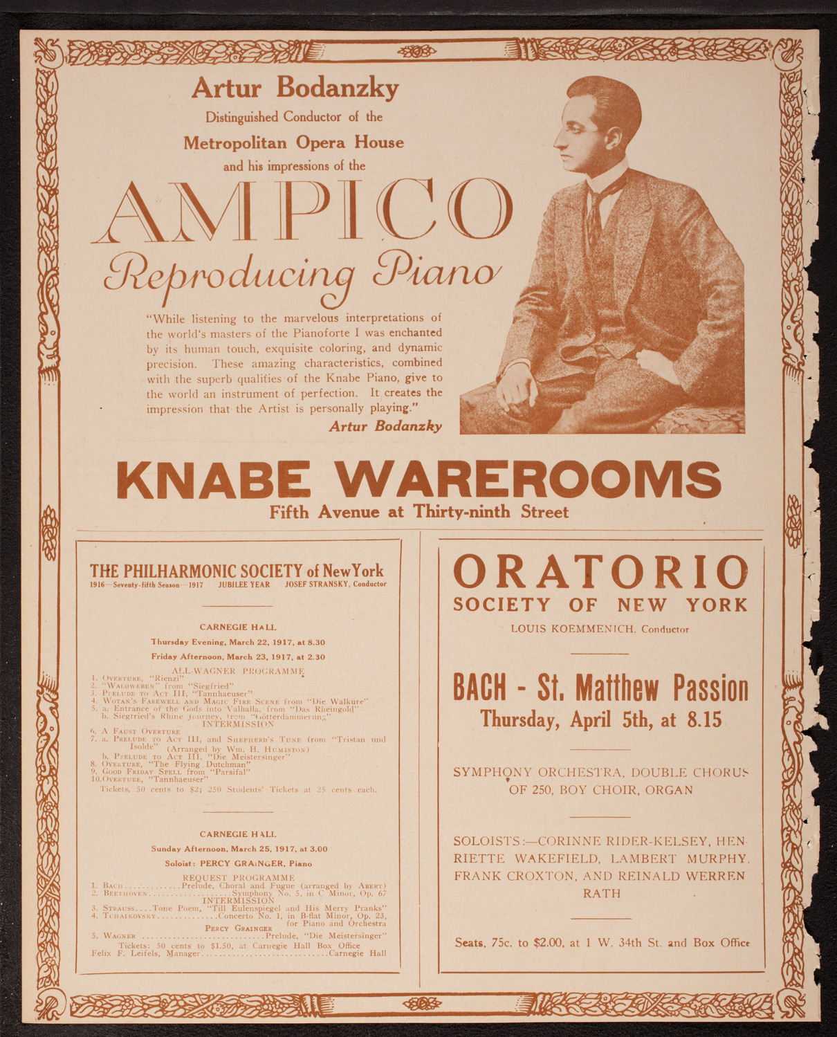 New York Symphony Orchestra, March 15, 1917, program page 12