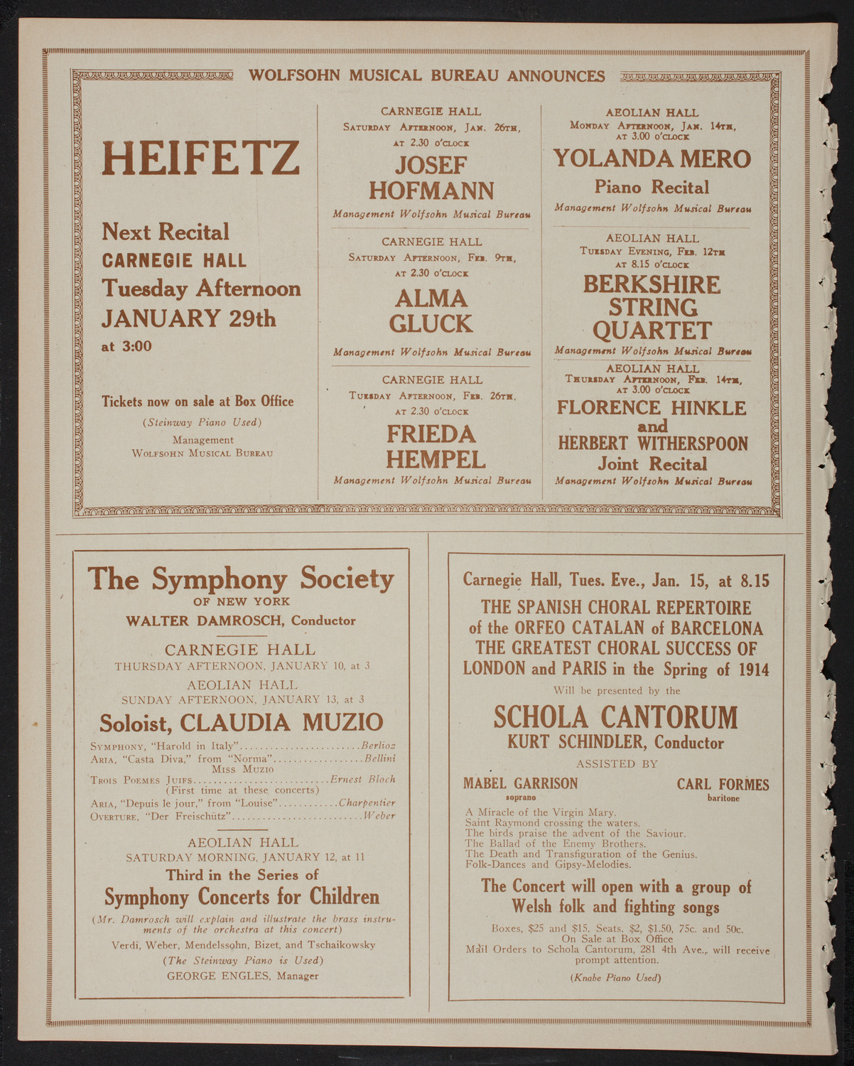 Home Symphony Concert: New York Philharmonic, January 9, 1918, program page 8