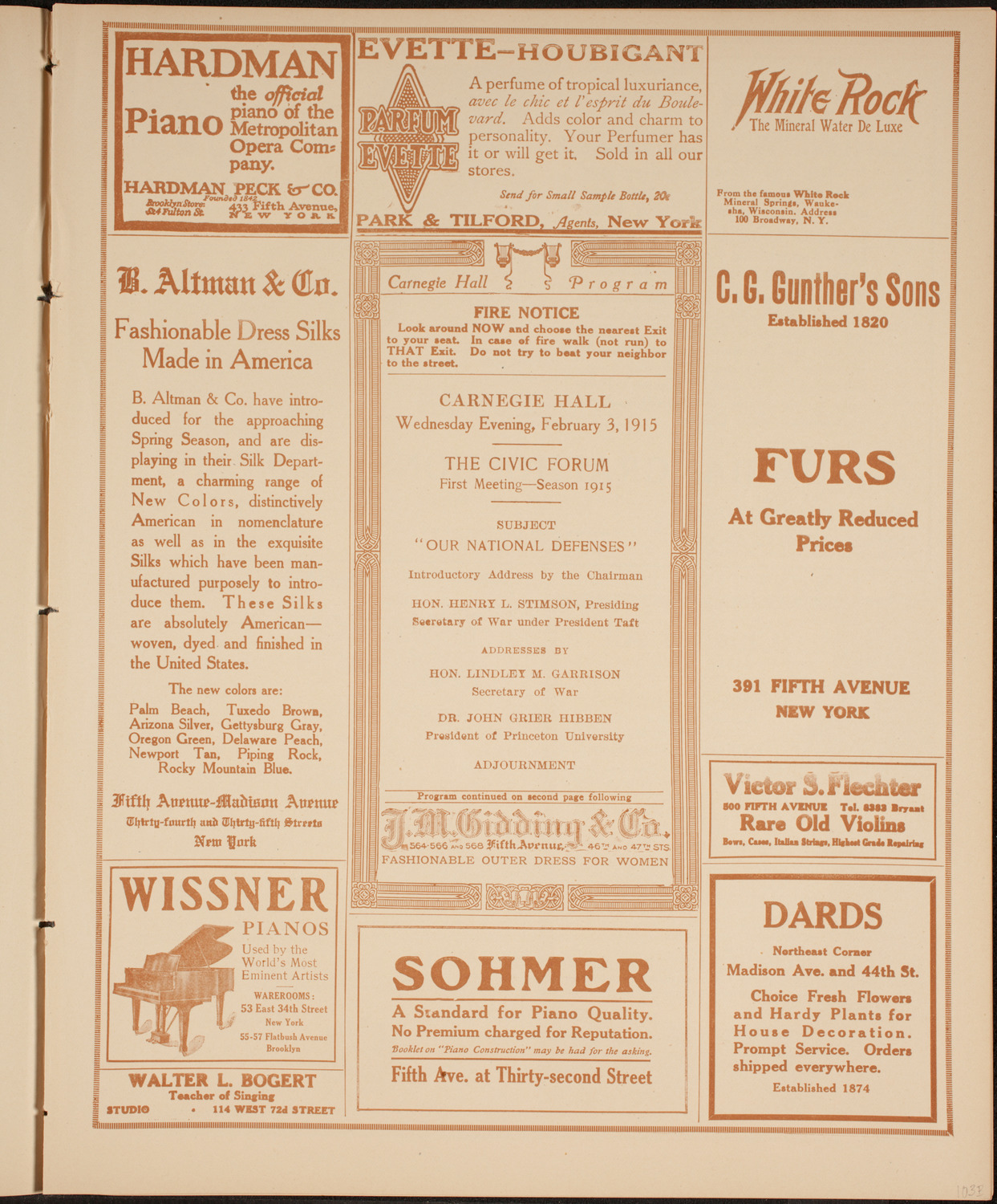 The Civic Forum, February 3, 1915, program page 5