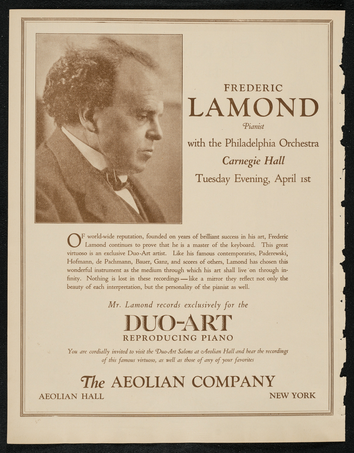 Fritz Kreisler, Violin, March 30, 1924, program page 2