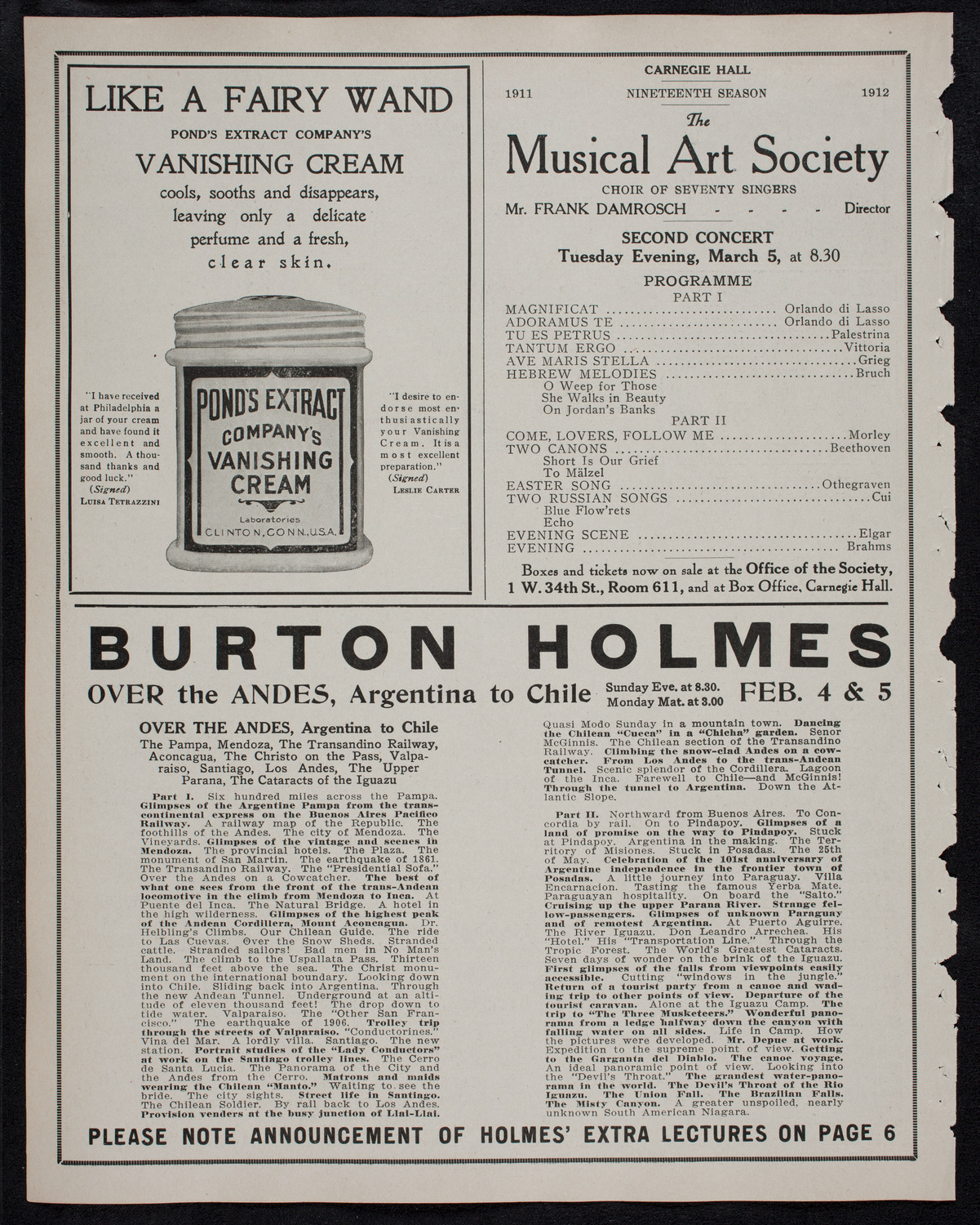 Burton Holmes Travelogue: Buenos Aires, January 29, 1912, program page 8