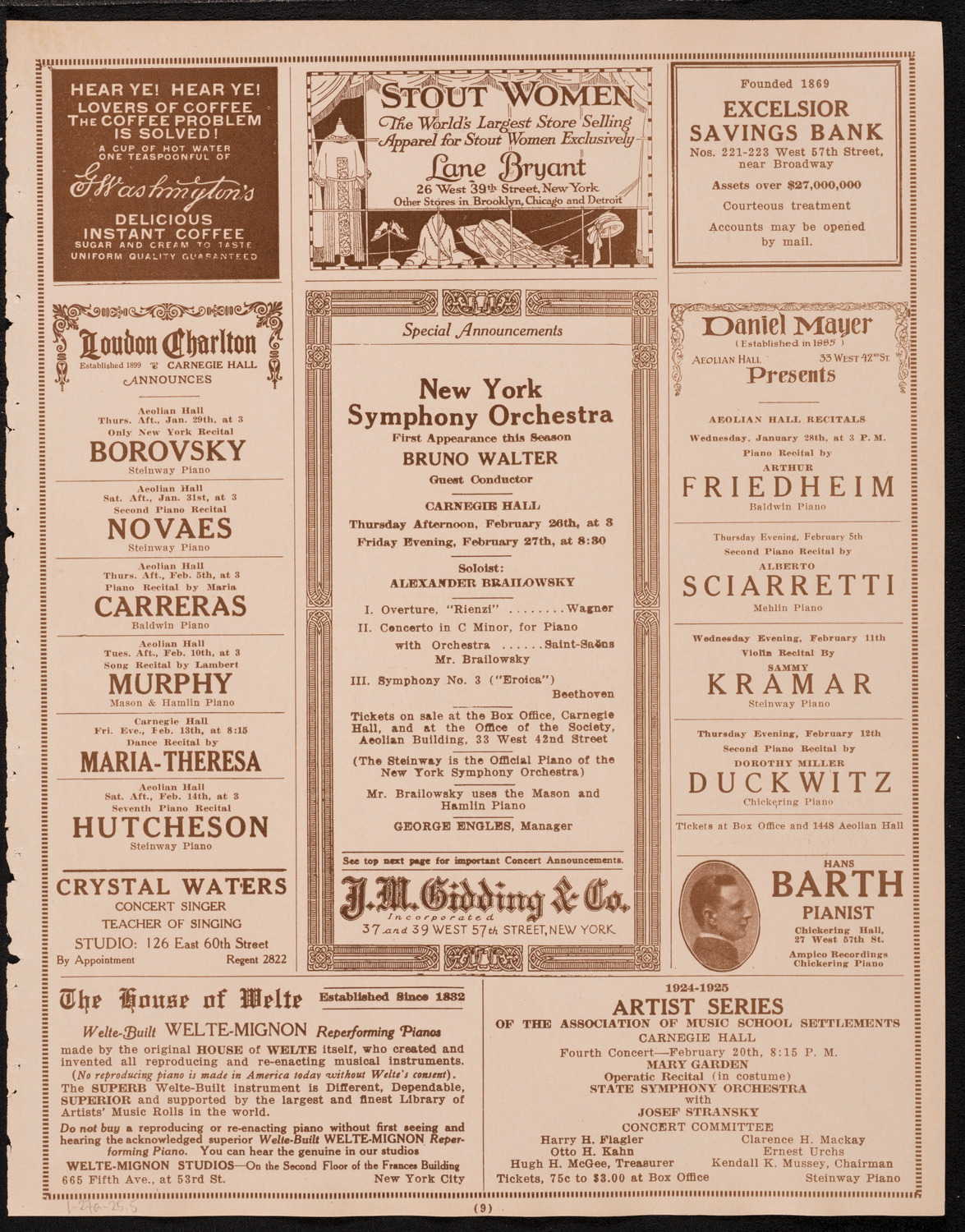 State Symphony Orchestra of New York, January 27, 1925, program page 9