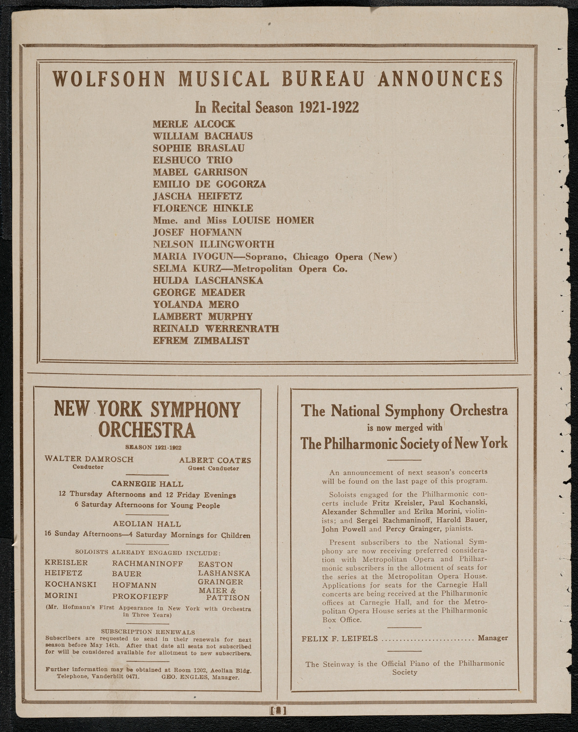 Dante Perrone and Elvira Sabbatini, June 12, 1921, program page 8