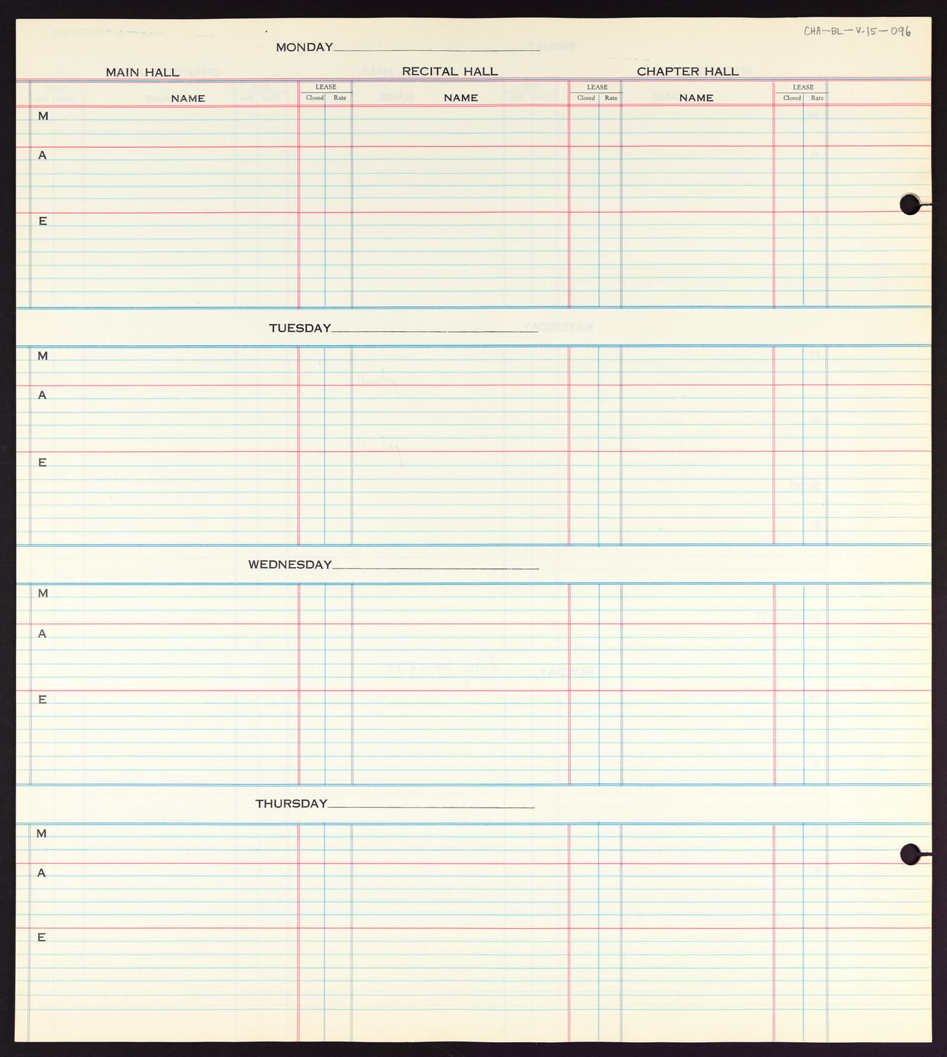 Carnegie Hall Booking Ledger, volume 15, page 96