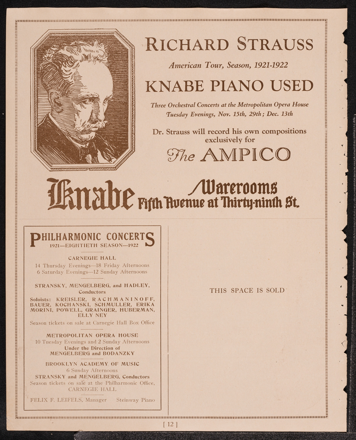 Philadelphia Orchestra, October 18, 1921, program page 12