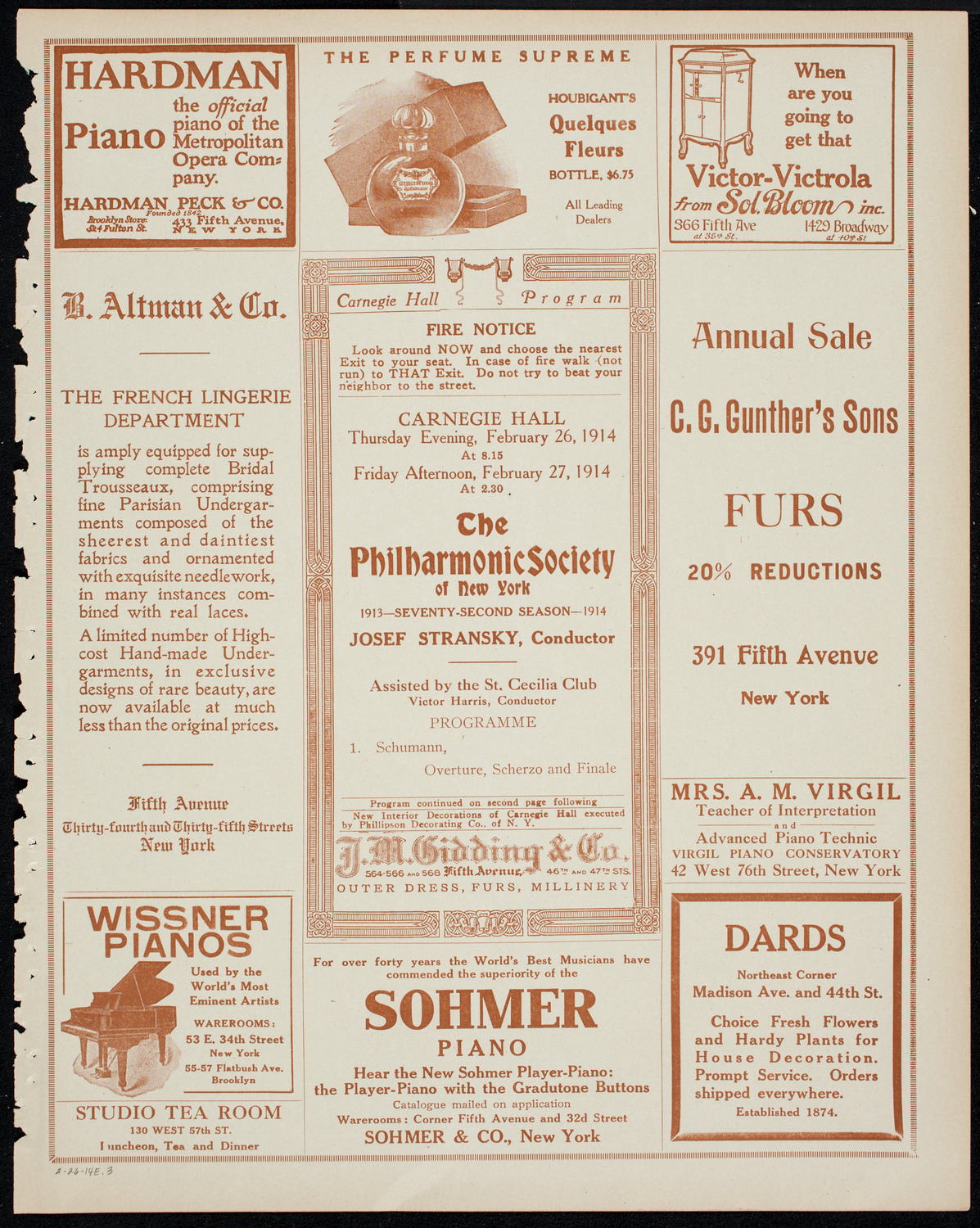 New York Philharmonic, February 26, 1914, program page 5