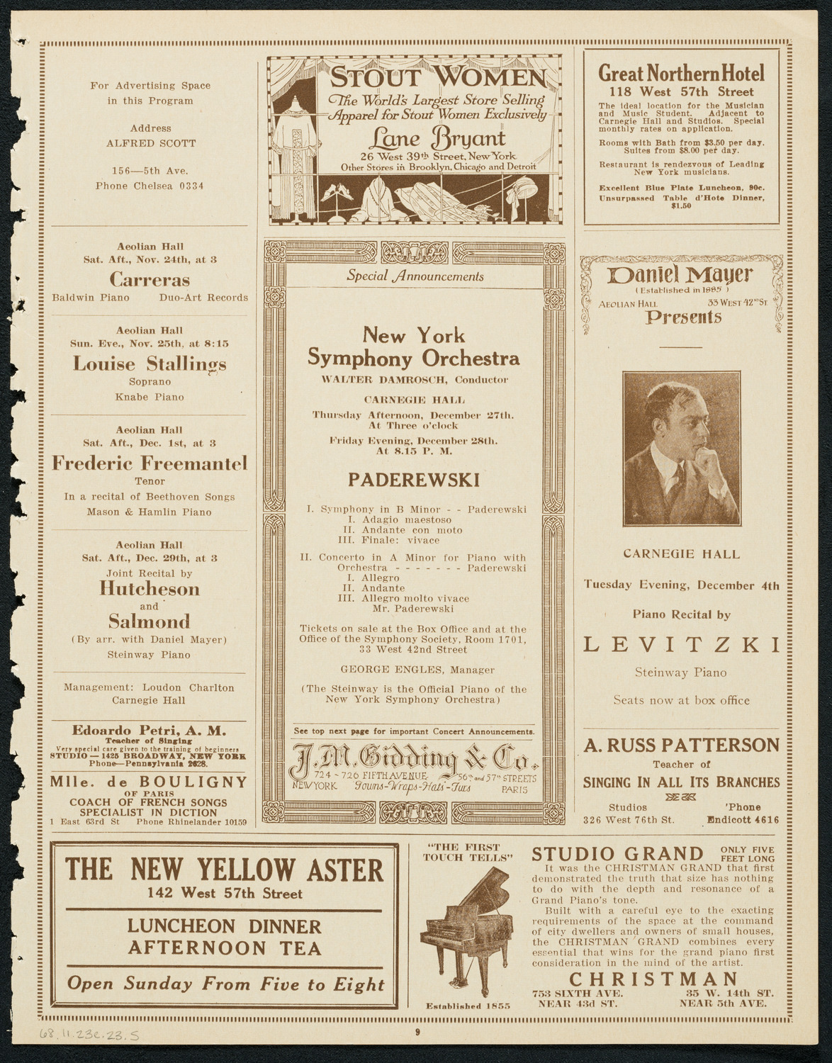 New York Symphony Orchestra: Beethoven Cycle, November 23, 1923, program page 9