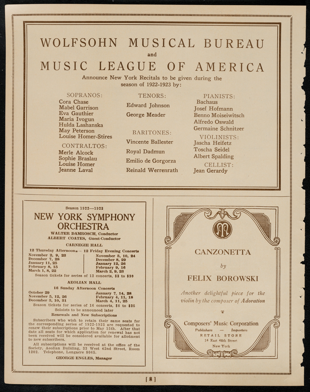 Grand Gala Concert, June 4, 1922, program page 8