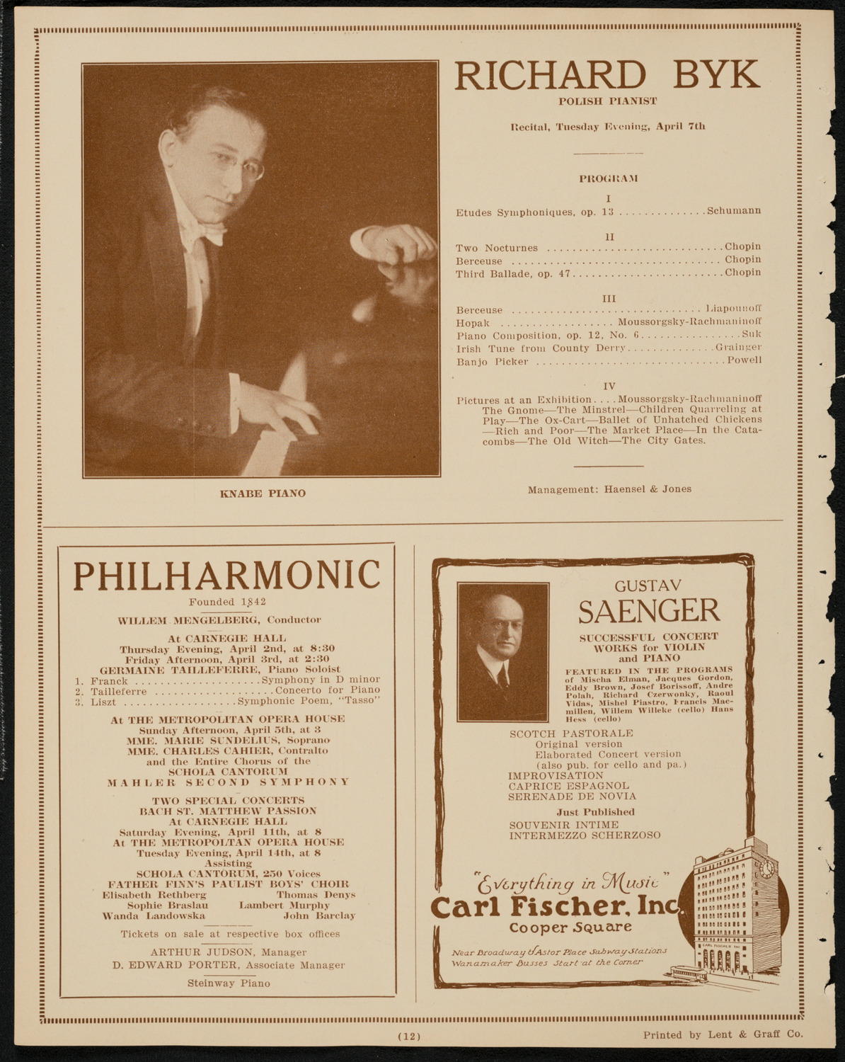 New York Philharmonic Students' Concert, April 1, 1925, program page 12