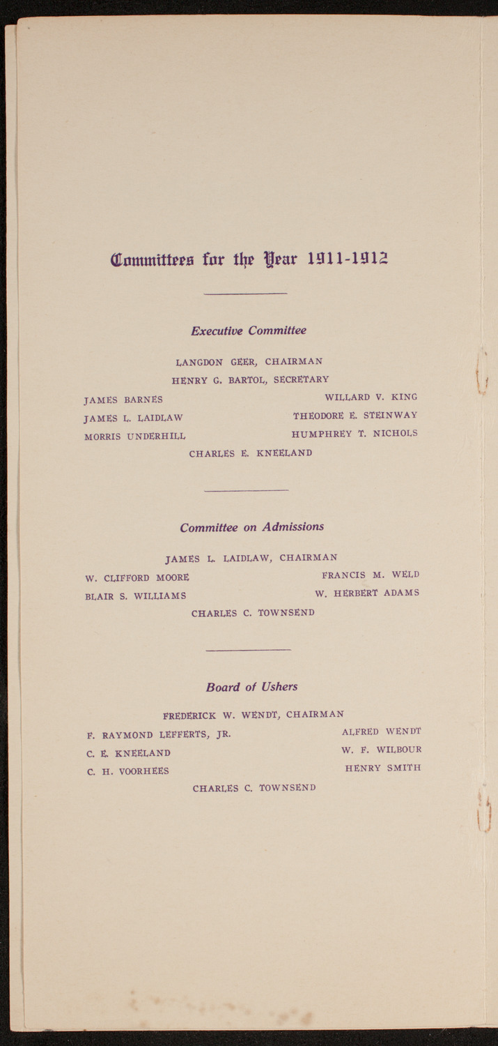 Amateur Comedy Club, April 17, 1912, program page 4