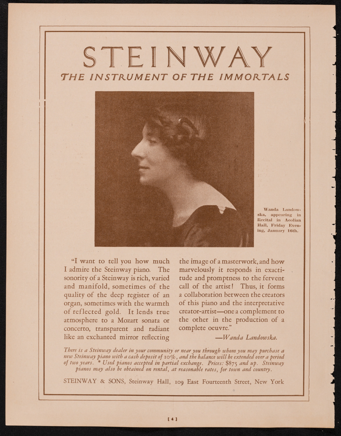 New York Symphony Orchestra, January 8, 1925, program page 4